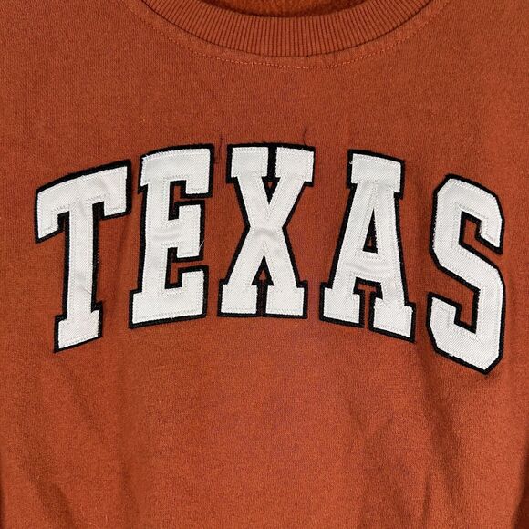 Texas Longhorns Sweater Women's Small Orange Crew Neck Wrist Patch Pullover - Picture 4 of 10